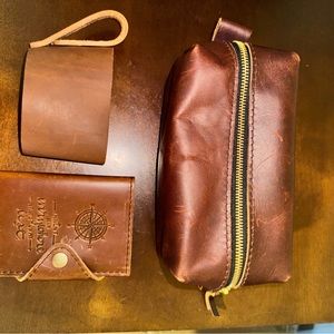 Portland Leather Goods Accessories Dopp Kit, Passport cover, Mug/Cup sleeve